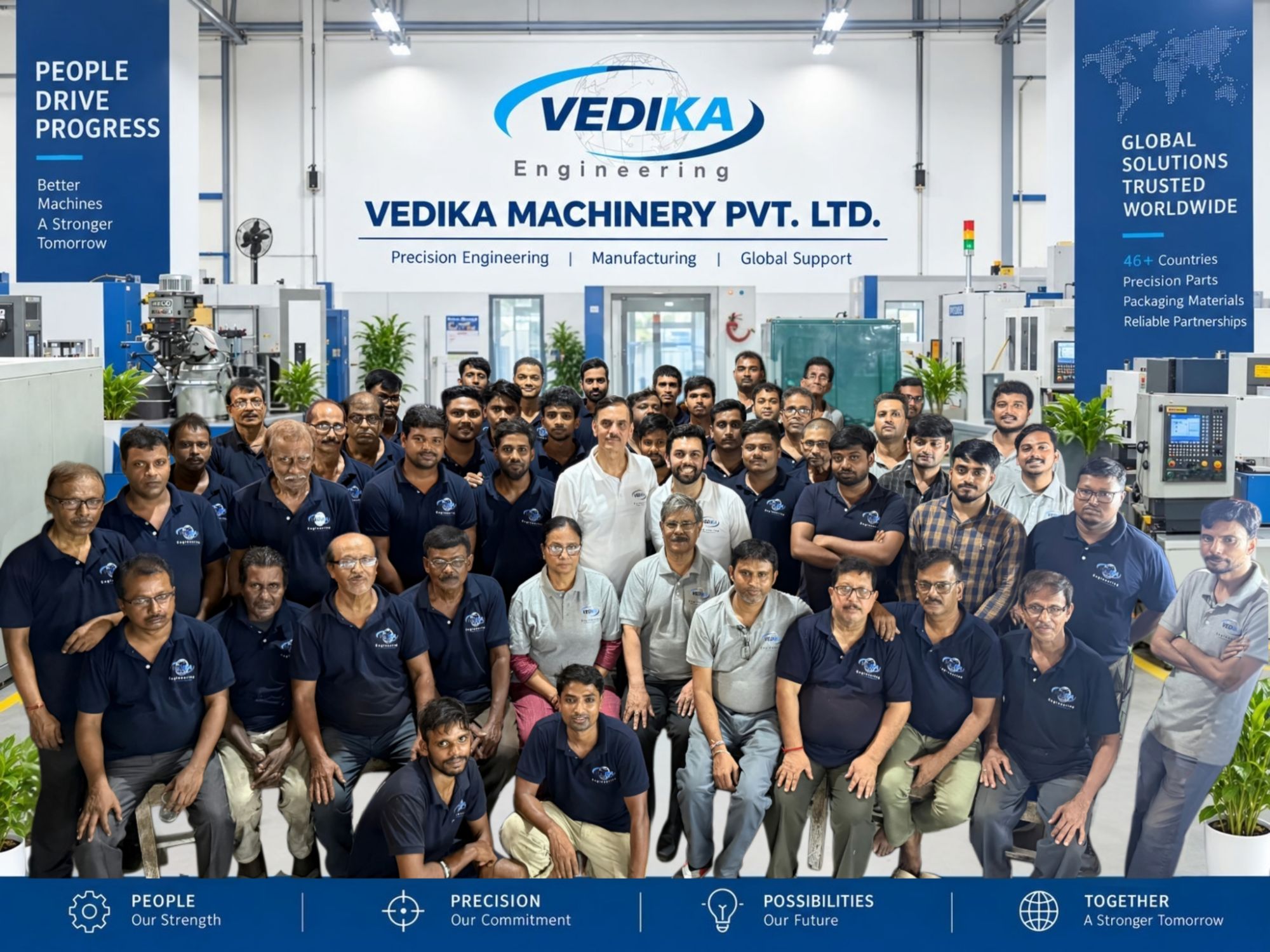 The Vedika Machinery team in the Kolkata manufacturing facility